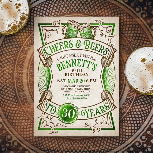 Cheers Green Beers St Patricks Birthday Invitation