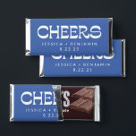 Cheers Groovy Blue Typography Names Unique Wedding Hershey Bar Favors<br><div class="desc">Personalized Cheers Groovy Typography Names Wedding Hershey Bar Favors with Blue Background</div>