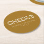 Cheers Groovy Gold Typography Names Wedding  Round Paper Coaster
