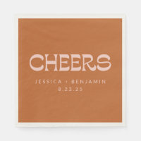 Cheers Groovy Terracotta Typography Names Wedding