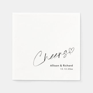 Cheers Hand Lettering Personalized Wedding Napkins
