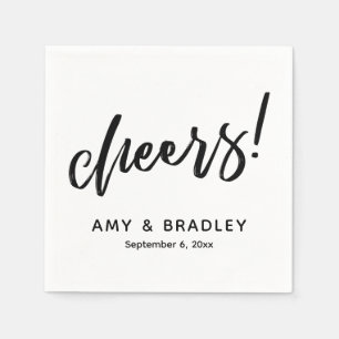 Cheers Handwriting Typography Wedding Celebration Napkins