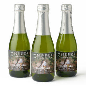 Cheers Happily Ever After Photo Wedding Mini Split Sparkling Wine Label