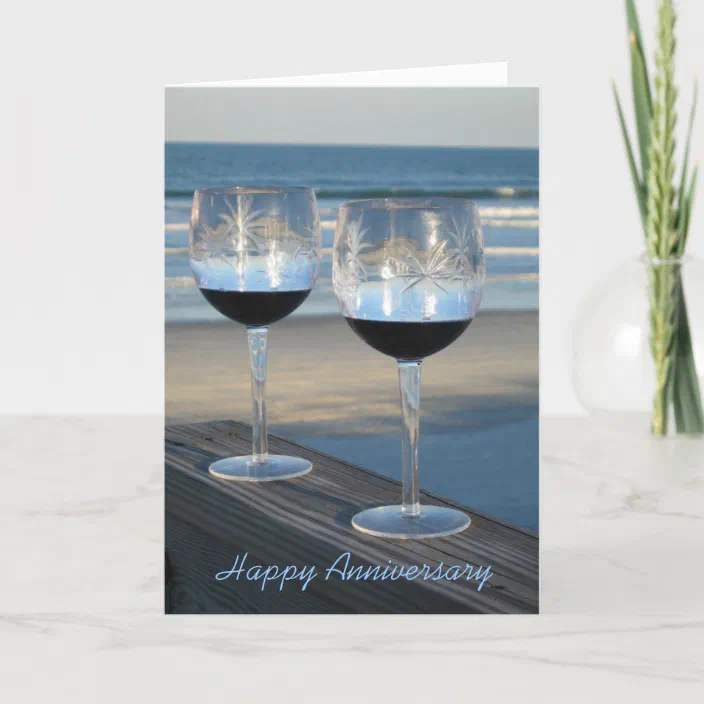 Anniversary Greeting Card Champagne Flutes 