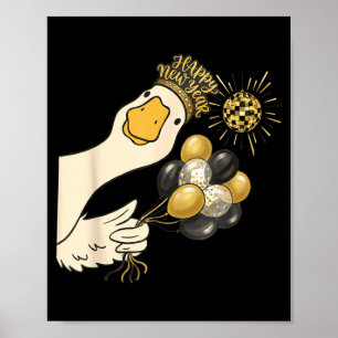 Cheers Happy New Year 2026 Goose With Balloon Disc Poster