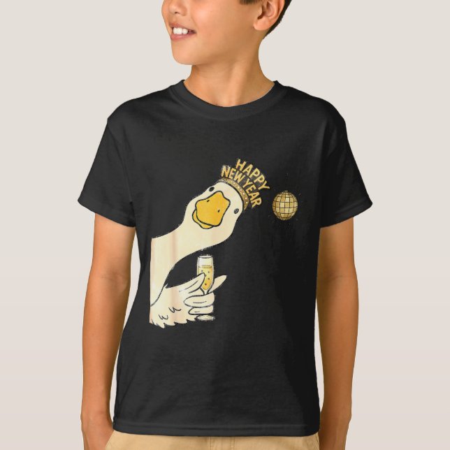 Cheers Happy New Year 2026 Goose With Champagne Di T-Shirt (Front)