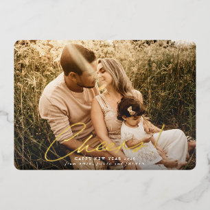 Cheers! Happy New Year Photo  Foil Holiday Card