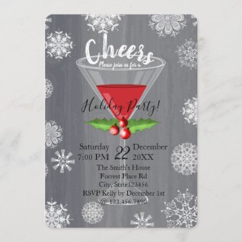 Cheers- Holiday Cocktail Party Invitation by chandraws at Zazzle