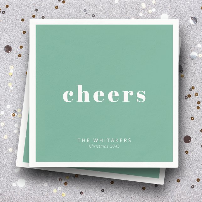 Cheers Holiday Party Personalized Name Typography  Napkins (Creator Uploaded)