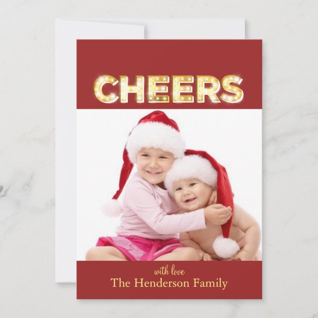 Cheers Holiday Photo Card Tag Shape (Front)