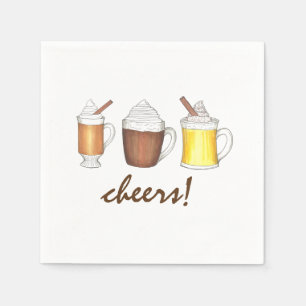 Cheers! Hot Winter Drinks Festive Holiday Party Napkins