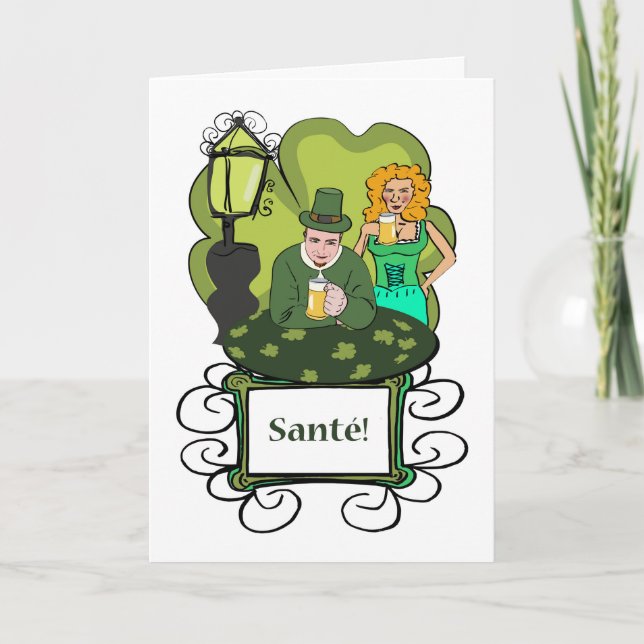 Cheers in French for St Patrick's Day Sante Card (Front)