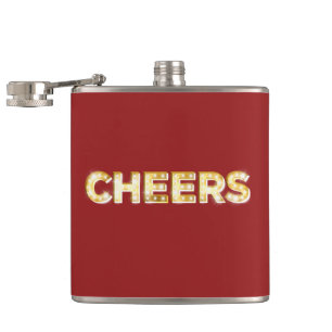 Cheers in Vintage Marquee Lights Flask in Red