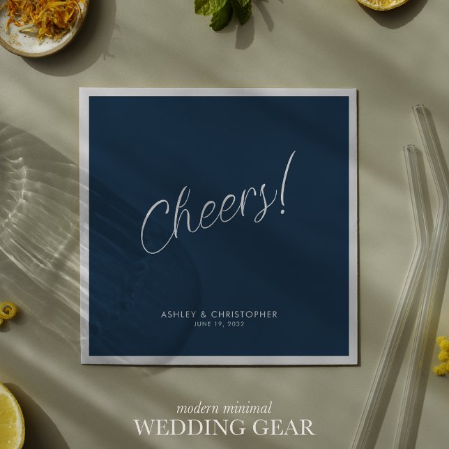 Cheers! Indigo Blue Minimal Any Occasion Cocktail Napkins (Creator Uploaded)