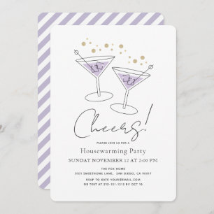Cheers Lavender Purple Housewarming Cocktail Party Invitation