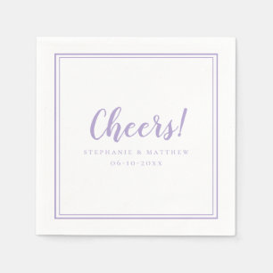Cheers Lavender Wedding Reception Cocktail  Napkins