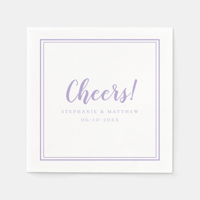 Cheers Lavender Wedding Reception Cocktail  Napkins (Front)