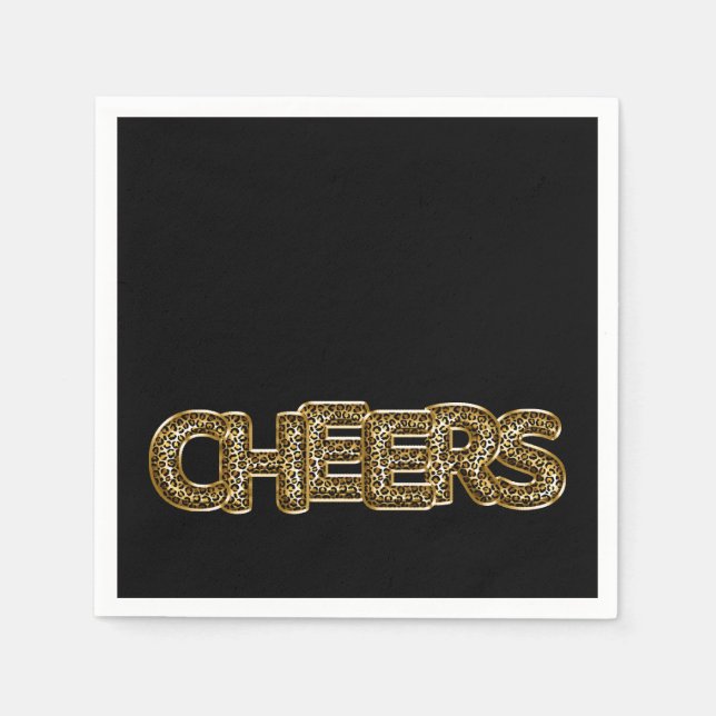 CHEERS Leopard Print Balloon Celebration Chic Fun Napkins (Front)
