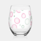 Cheers | Lively Fun Pink and Green Bubbles Stemless Wine Glass (Right)