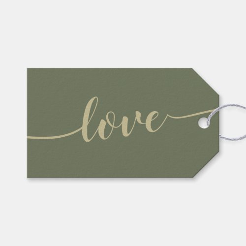 Cheers Love Script Simple Sage Gold Gift Tags