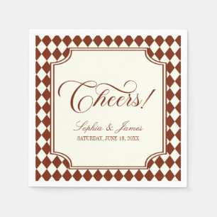 Cheers! Luxury Old Money Burgundy Vintage Wedding Napkins
