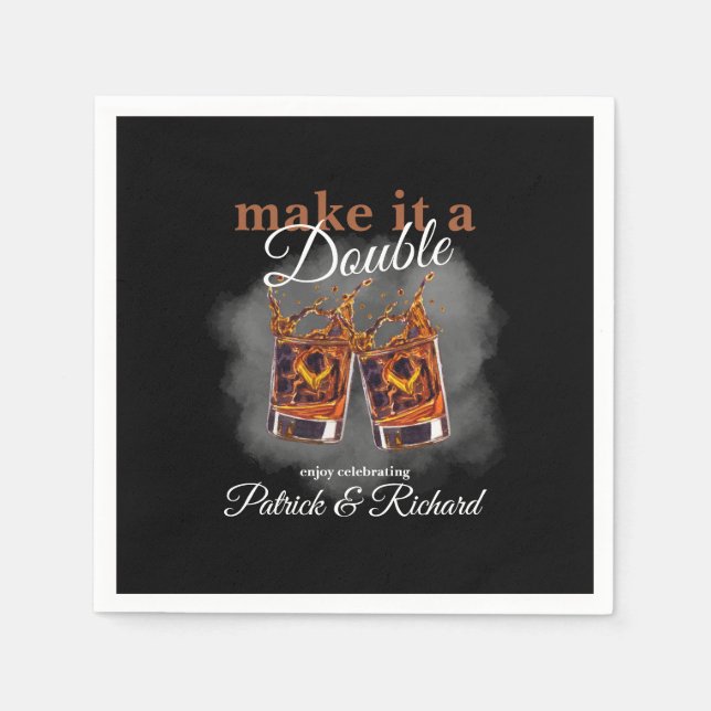 Cheers Make it a Double Celebration Whiskey Glass  Napkins (Front)