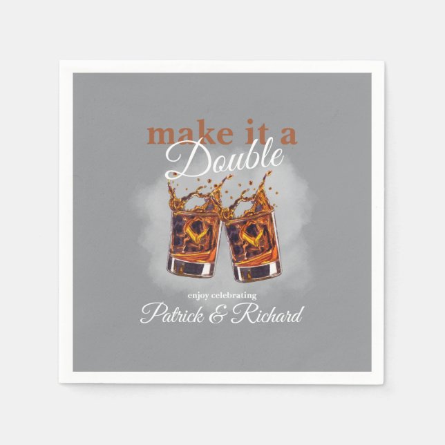 Cheers Make it a Double Celebration Whiskey Glass  Napkins (Front)