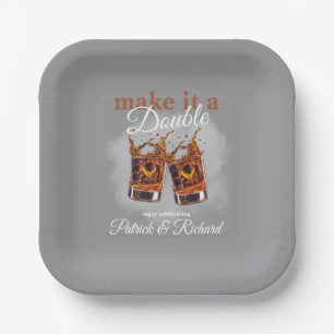 Cheers Make it a Double Celebration Whiskey Glass  Paper Plates