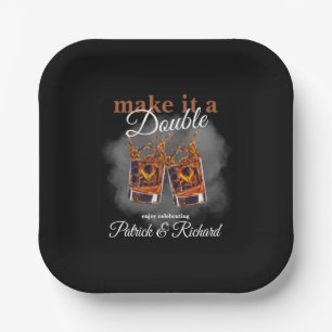 Cheers Make it a Double Celebration Whiskey Glass  Paper Plates