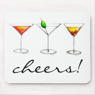Cheers! Margarita Manhattan Cosmo Cocktail Glass Mouse Pad