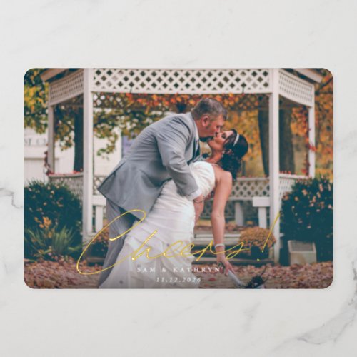 Cheers Married New Year Photo Foil Holiday Card