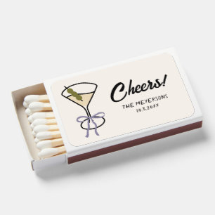 Cheers Martini Chic Personalized Wedding Favor Matchboxes