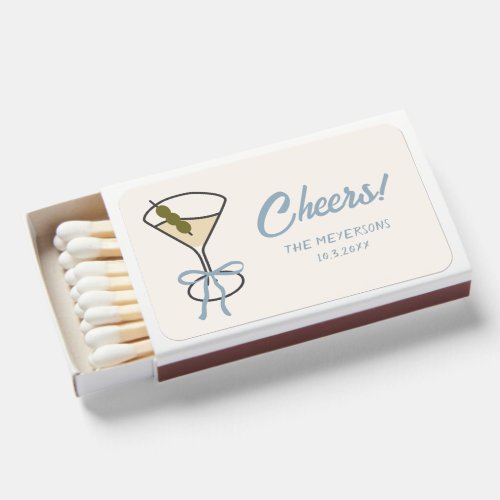 Cheers Martini Chic Personalized Wedding Favor Matchboxes