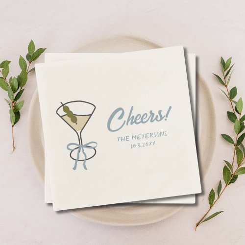 Cheers Martini Chic Personalized Wedding Napkins