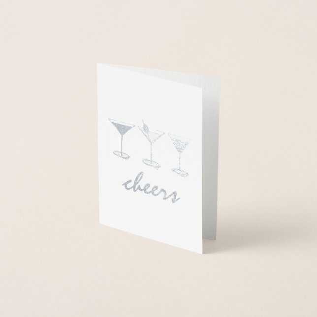 Cheers Martini Manhattan Cosmo Cocktails Drink Foil Card (Front)