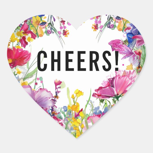 ❤️CHEERS! 🌻💗🌹 Meadow Blooms Collection Heart Sticker (Front)