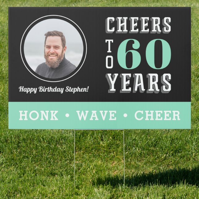 Cheers Milestone Birthday Photo Drive By Sign (Insitu)