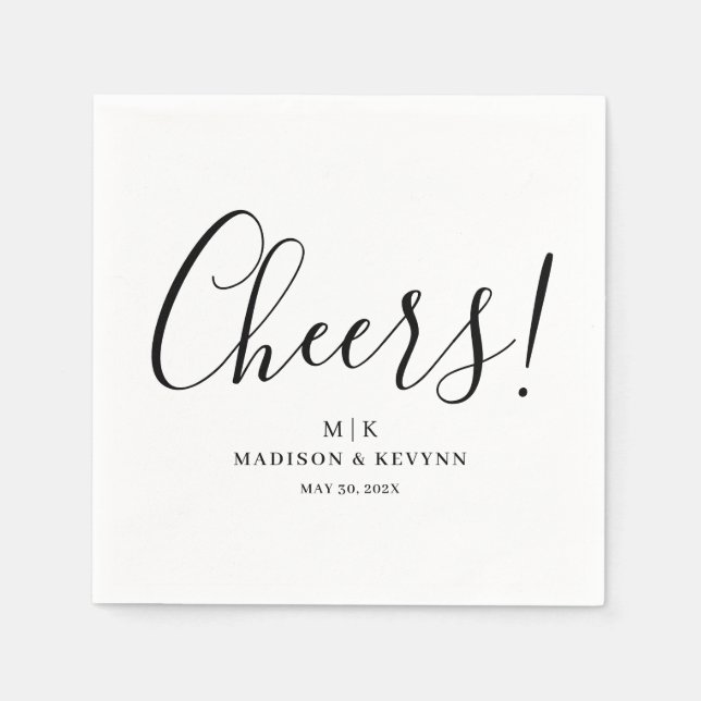 Cheers  Minimal and Chic | Wedding Napkins (Front)