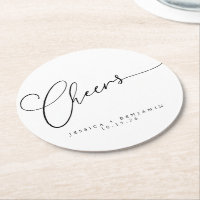 Cheers Minimal Black White Script Custom Wedding