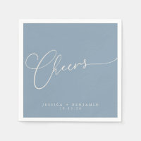 Cheers Minimal Dusty Blue Script Custom Wedding