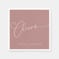 Cheers Minimal Dusty Rose Script Custom Wedding