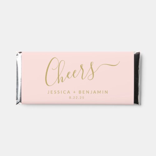 Cheers Minimalist Blush Pink Gold Custom Wedding Hershey Bar Favors