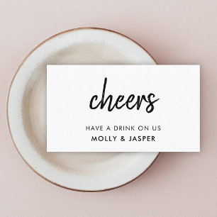 Cheers Minimalist Wedding Drink Voucher Card