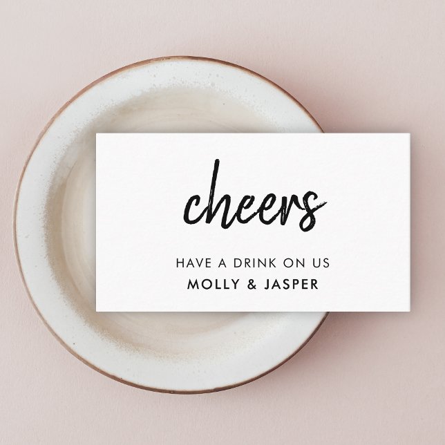 Cheers | Minimalist Wedding Drink Voucher Card (Creator Uploaded)