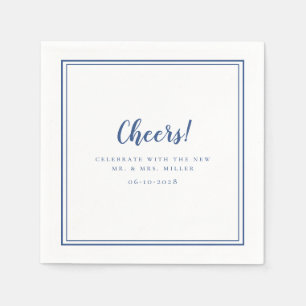 Cheers Minimalist Wedding Mr & Mrs Modern Blue Napkins