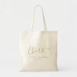 Cheers Minimalist White Gold Custom Wedding Tote Bag<br><div class="desc">Personalized Cheers Minimalist White and Gold Wedding Tote Bag</div>