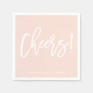 Cheers Modern Calligraphy Blush Pink Wedding Napkins