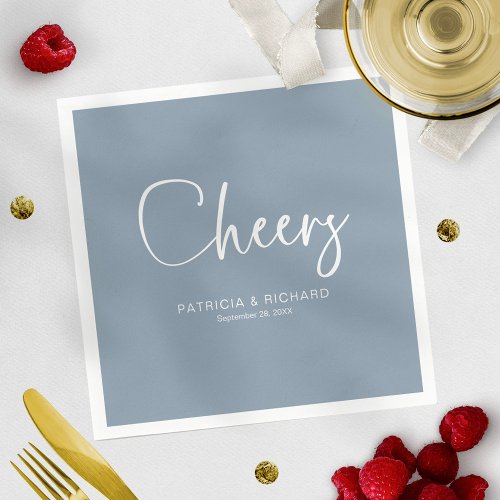 Cheers Modern Calligraphy Wedding  Napkins