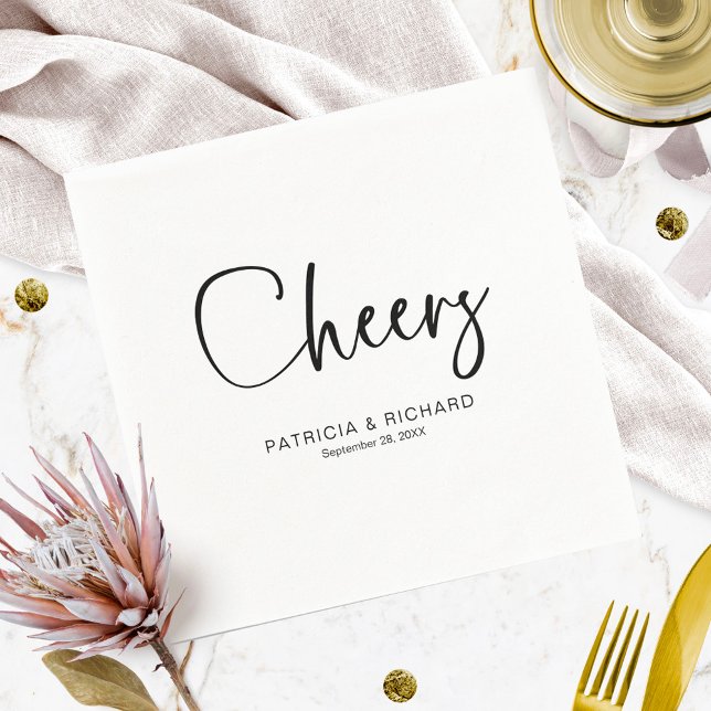 Cheers Modern Calligraphy Wedding  Napkins (Creator Uploaded)