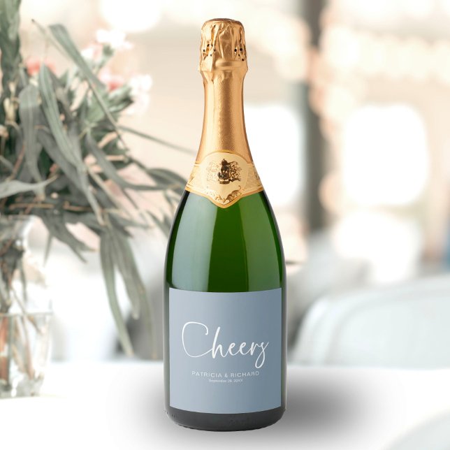 Cheers Modern Calligraphy Wedding  Sparkling Wine Label (Creator Uploaded)